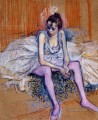 Bailarina sentada en medias rosas 1890 Toulouse Lautrec Henri de